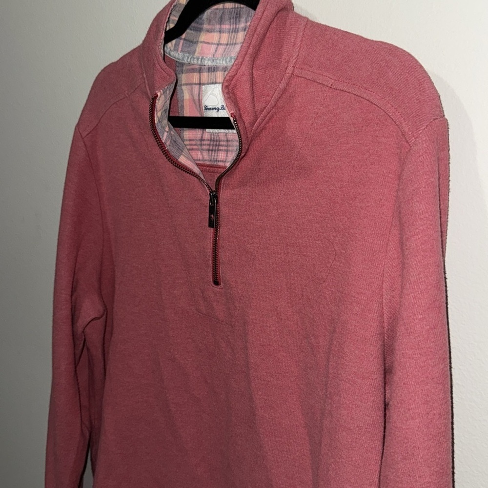 Tommy Bahama quarter zip men’s pullover sweater size Med EUC pink/red color EUC - Picture 5 of 10